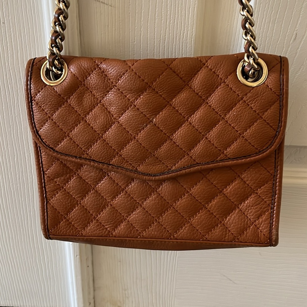 Rebecca Minkoff Brown Quilted Crossbody Bag with Chain Strap